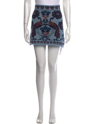 Pre-owned Cara Cara Floral Print Mini Skirt In Blue