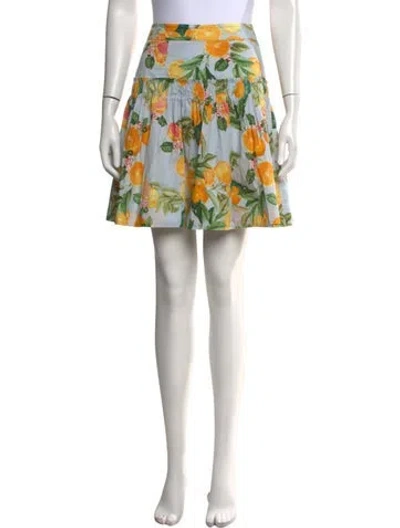 Pre-owned Cara Cara Floral Print Mini Skirt In Blue