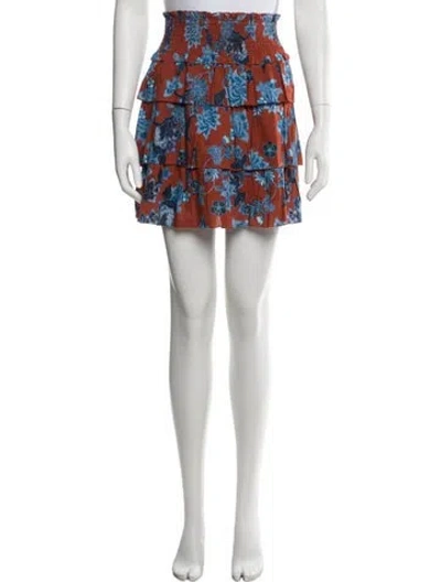 Pre-owned Cara Cara Floral Print Mini Skirt In Burgundy