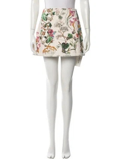 Pre-owned Cara Cara Floral Print Mini Skirt In Neutral