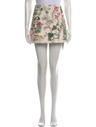 Pre-owned Cara Cara Floral Print Mini Skirt In Neutral