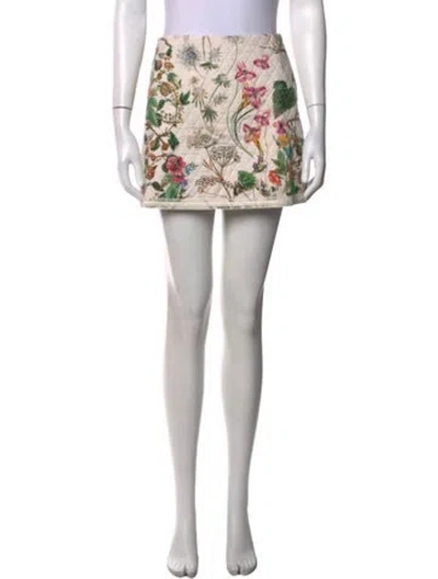 Pre-owned Cara Cara Floral Print Mini Skirt In Neutrals