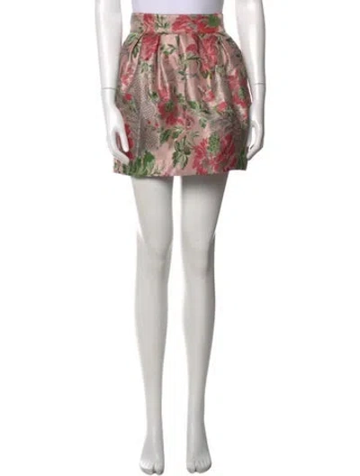 Pre-owned Cara Cara Floral Print Mini Skirt In Red