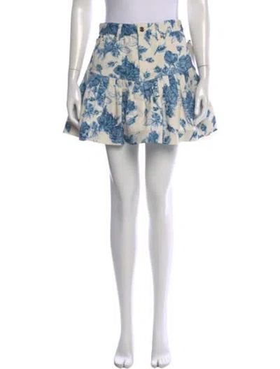 Pre-owned Cara Cara Floral Print Mini Skirt W/ Tags In Blue