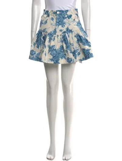 Pre-owned Cara Cara Floral Print Mini Skirt W/ Tags In Blue