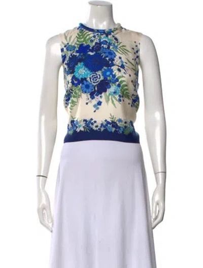 Pre-owned Cara Cara Floral Print Mock Neck Top In Multi