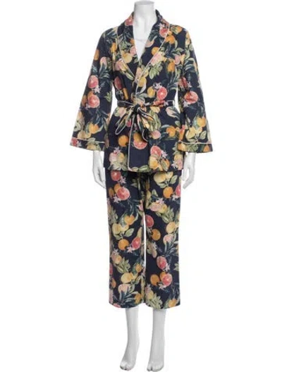 Pre-owned Cara Cara Floral Print Pant Set In Multicolor