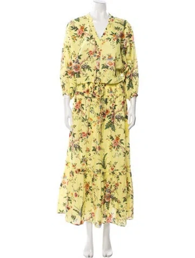 Pre-owned Cara Cara Floral Print Ruffle Embellishment Skirt Suit In Multi