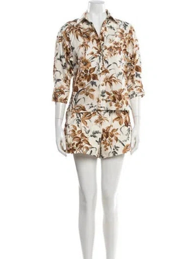 Pre-owned Cara Cara Floral Print Short Set W/ Tags In Neutral