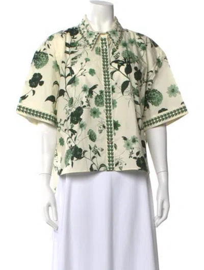 Pre-owned Cara Cara Floral Print Short Sleeve Button-up Top W/ Tags In Multi