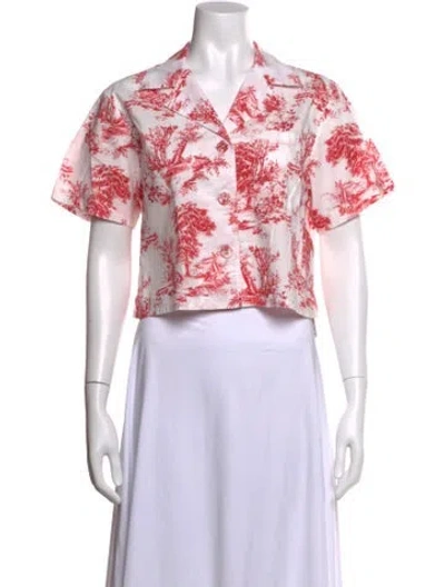Pre-owned Cara Cara Floral Print Short Sleeve Crop Top In Red