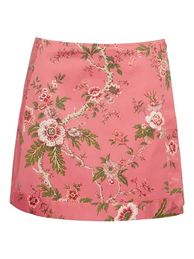 Cara Cara Floral-print Skirt In Pink