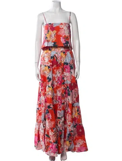 Pre-owned Cara Cara Floral Print Skirt Set In Orange