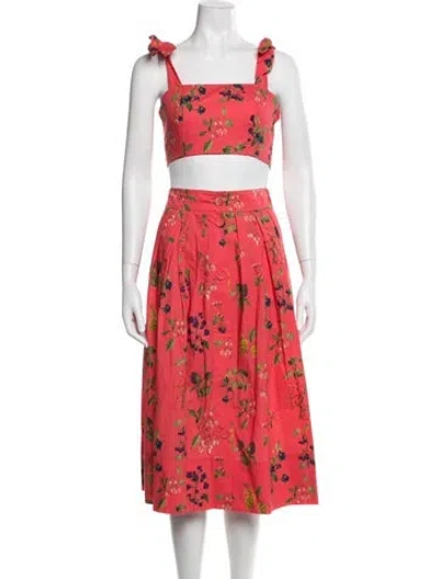 Pre-owned Cara Cara Floral Print Skirt Set In Pink