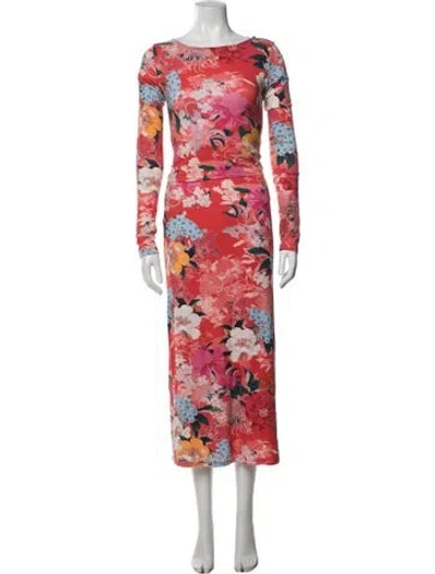 Pre-owned Cara Cara Floral Print Skirt Set In Red