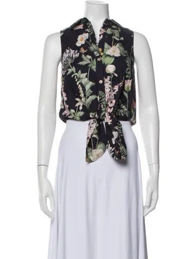 Pre-owned Cara Cara Floral Print Sleeveless Blouse In Multi