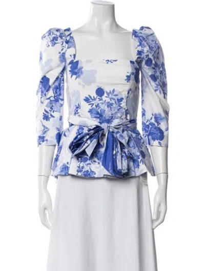 Pre-owned Cara Cara Floral Print Square Neckline Blouse In Multi