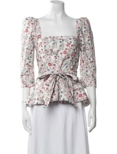 Pre-owned Cara Cara Floral Print Square Neckline Blouse In Pink