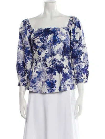 Pre-owned Cara Cara Floral Print Square Neckline Blouse W/ Tags In Multi