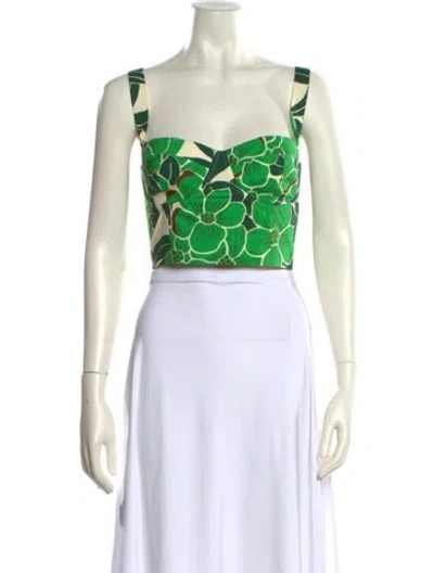 Pre-owned Cara Cara Floral Print Square Neckline Crop Top W/ Tags In Multi