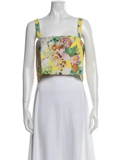 Pre-owned Cara Cara Floral Print Square Neckline Crop Top W/ Tags In Multicolor