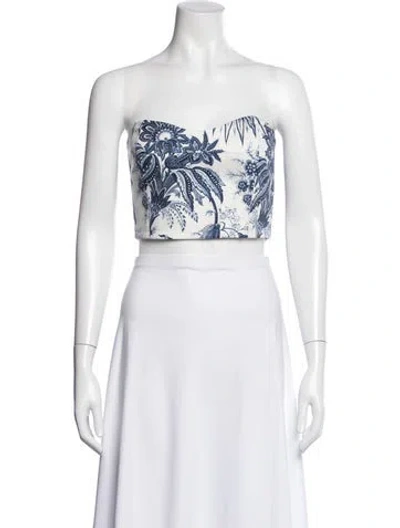 Pre-owned Cara Cara Floral Print Strapless Crop Top In Blue