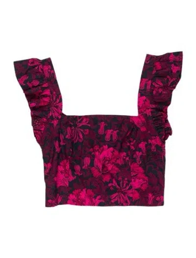 Pre-owned Cara Cara Floral Print Strapless Crop Top In Multi
