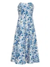 Cara Cara Floral-print Strapless Day Dress In Blue