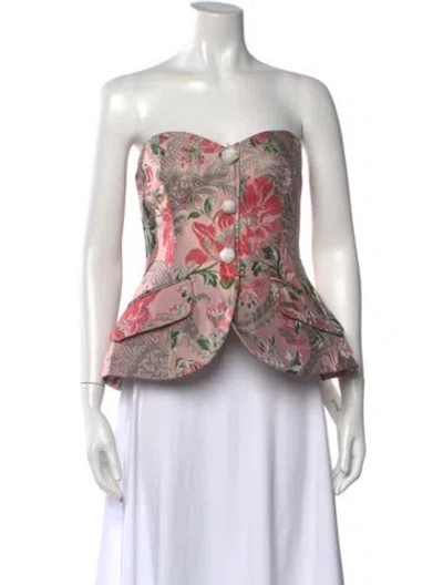 Pre-owned Cara Cara Floral Print Strapless Top In Multi