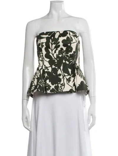 Pre-owned Cara Cara Floral Print Strapless Top In Neutral