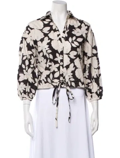 Pre-owned Cara Cara Floral Print Three-quarter Sleeve Blouse In Multi