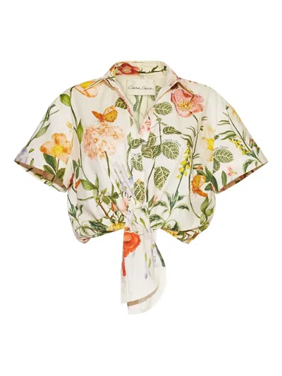 Cara Cara Floral-print Tie-front Shirt In Multi