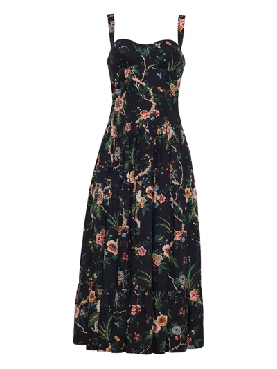 Cara Cara Floral-print Tiered Dress In Black