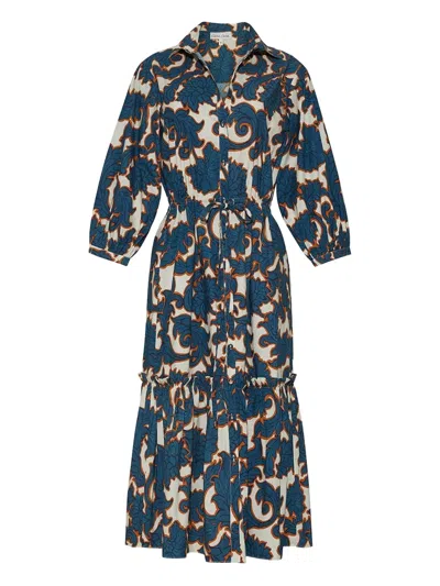 Cara Cara Floral-print Tiered Dress In Blue