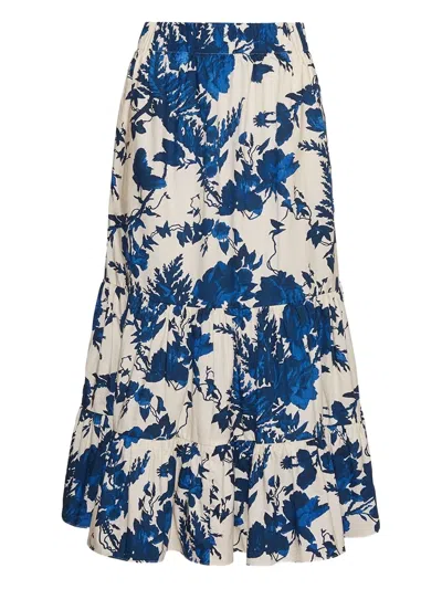 Cara Cara Floral-print Tiered Skirt In Blue