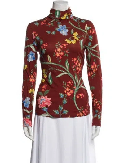 Pre-owned Cara Cara Floral Print Turtleneck Sweater In Multi