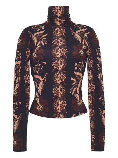 Cara Cara Floral-print Turtleneck Top In Multi