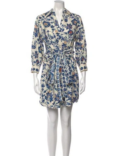 Pre-owned Cara Cara Floral Print V-neck Blouse In Neutral