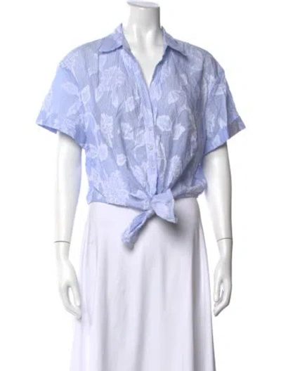 Pre-owned Cara Cara Floral Print V-neck Button-up Top W/ Tags In Multi