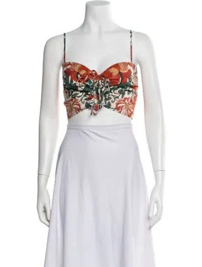 Pre-owned Cara Cara Floral Print V-neck Crop Top W/ Tags In Multi