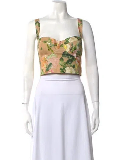 Pre-owned Cara Cara Floral Print V-neck Crop Top W/ Tags In Multi