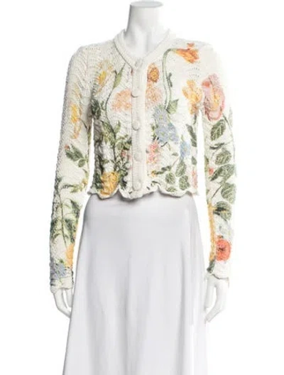 Pre-owned Cara Cara Floral Print V-neck Sweater In Multicolor
