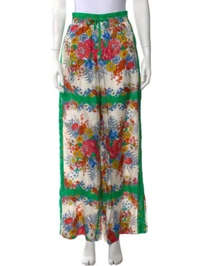 Pre-owned Cara Cara Floral Print Wide Leg Pants W/ Tags In Green