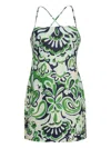 Cara Cara Geometric-print Cross-back Mini Day Dress In Green