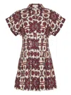 Cara Cara Geometric-print Pleated Mini Day Dress In Multi