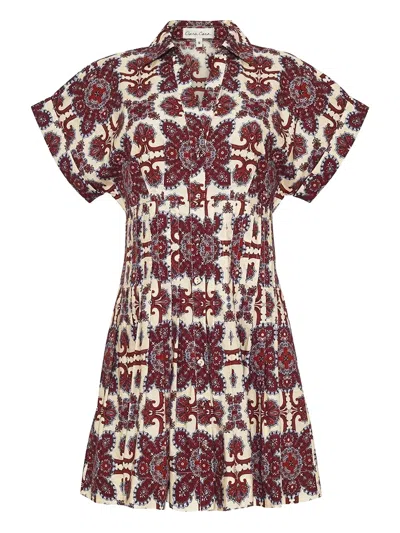 Cara Cara Geometric-print Pleated Mini Day Dress In Multi