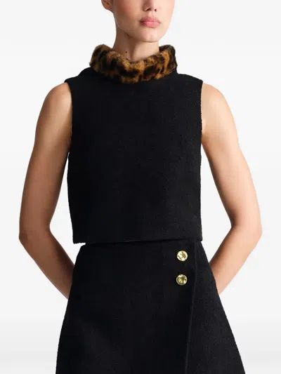 Cara Cara Gina Faux-fur-collar Top In Black