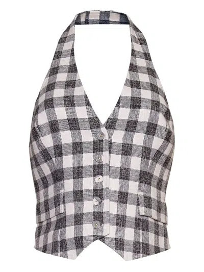 Cara Cara Gingham Halterneck Waistcoat In Pattern