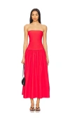 Cara Cara Glasbury Strapless Drop-waist Midi Dress In 西瓜红