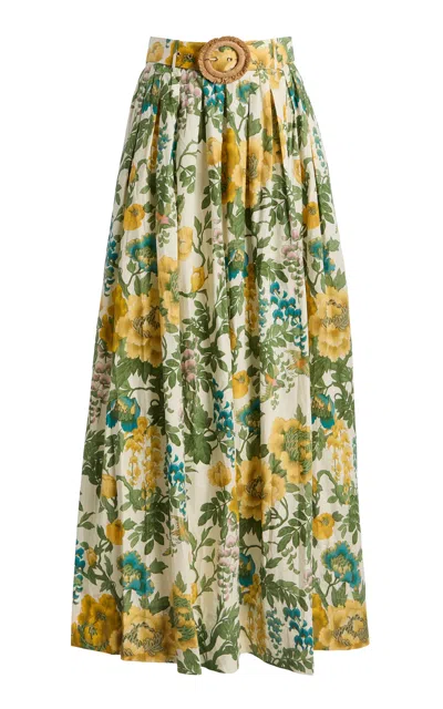 Cara Cara Belted Floral-print Maxi Skirt In Multi